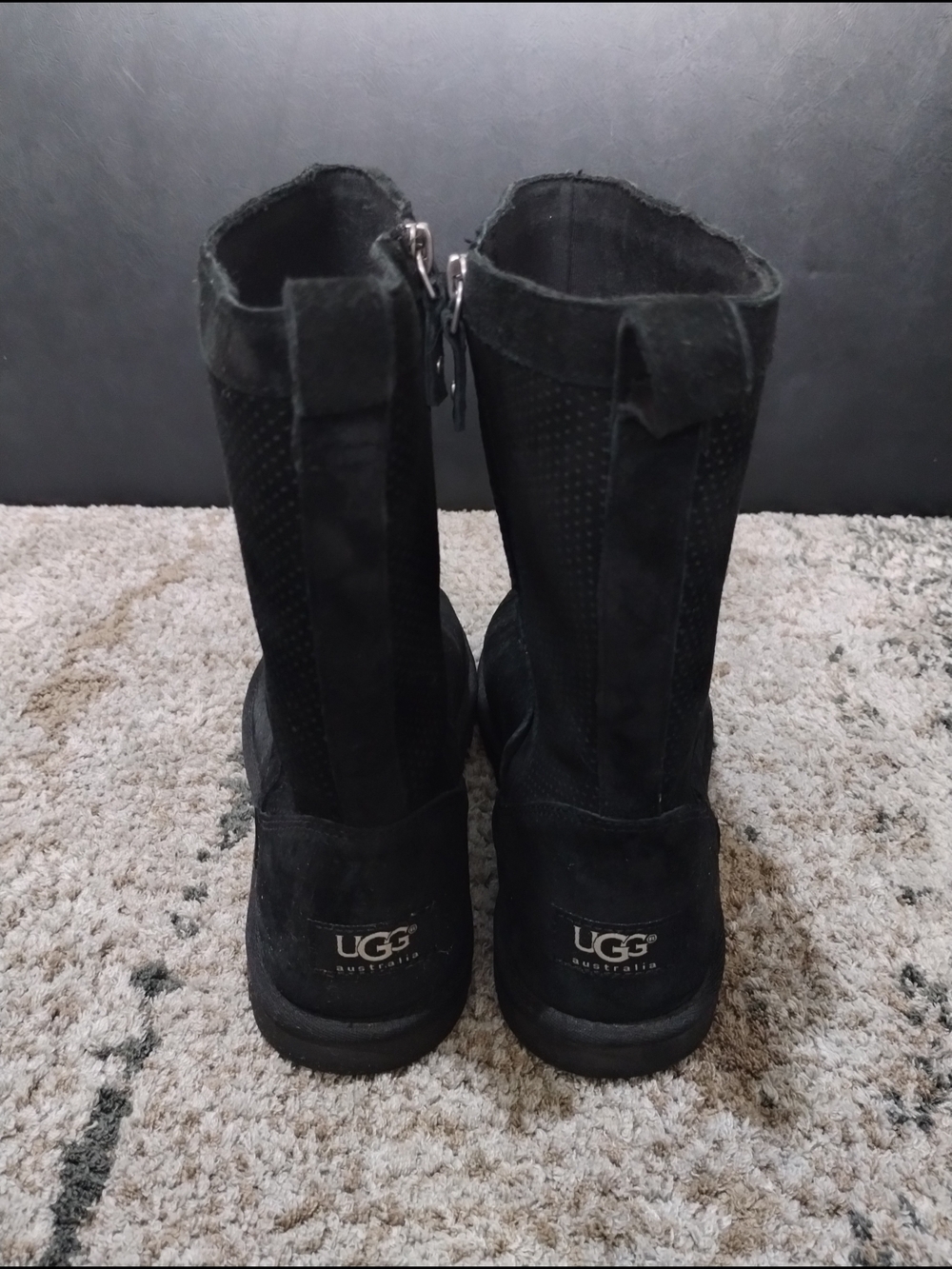 UGG Australia Classic Black Suede Mid-Calf Boots Women's Sz 9